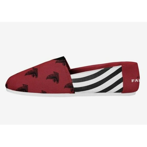 New NFL‎ Atlanta Falcons Women's Canvas Logo Stripe Slip On Shoes Size Large - Picture 1 of 10